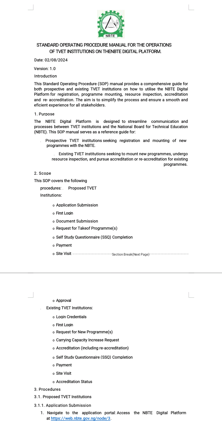 TVET Operational Standard